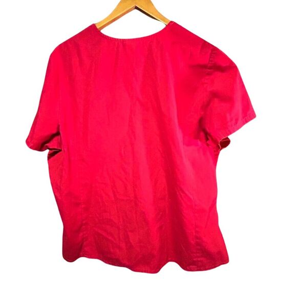 ScrubStar Red Mock Wrap Scrub Top - Extra Large - XL - Picture 3 of 8